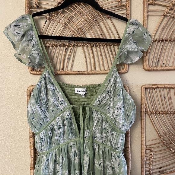 En Saison Green Floral Print Midi Dress Cottagecore Romantic Green Sz S B31 - Picture 4 of 8